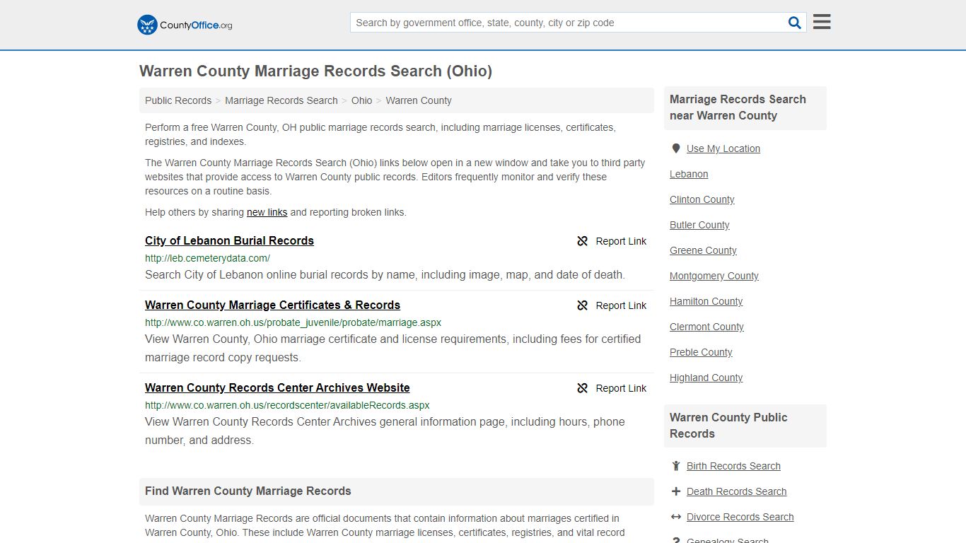 Marriage Records Search - Warren County, OH (Marriage ...